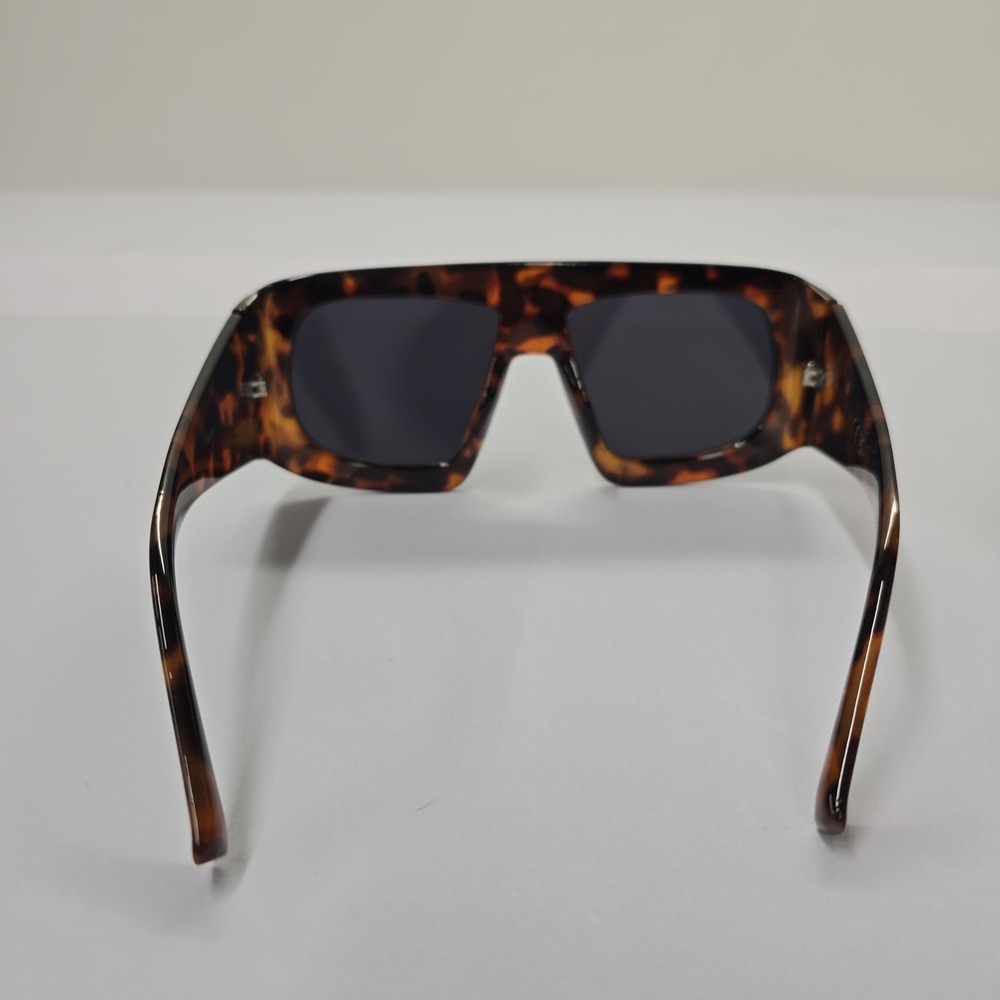 Tortoise Oversized Flat Top Shield Sunglasses UV400 Protection NEW - Picture 5 of 8